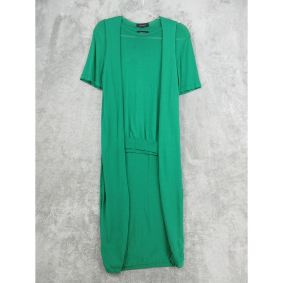 Vanity Basics Sweaters - Vanity Basics Sweater Set Womens Size L Duster Twinset Kelly Green Stretch Knit